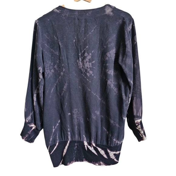 Monrow Black and Gray 100% Silk-Cotton Blend Top Womens Size Medium - Picture 3 of 6